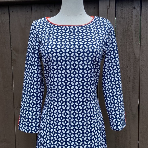 Belle Badgley Mischka geometric print shift dress size 4 - Picture 4 of 14